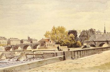 Henri-Joseph Harpignies : Pont Neuf Paris